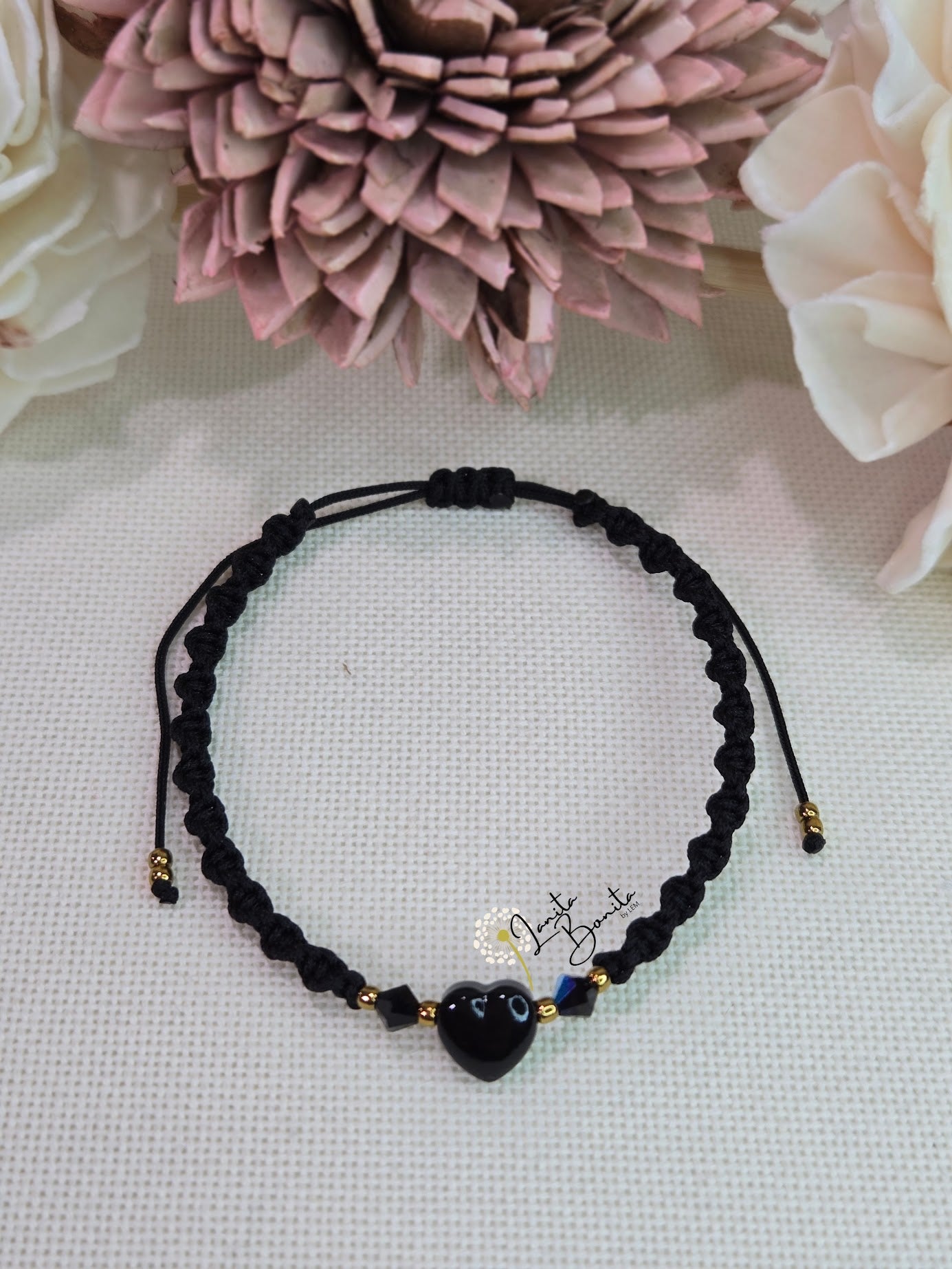 Macrame Enameled Heart Bracelet
