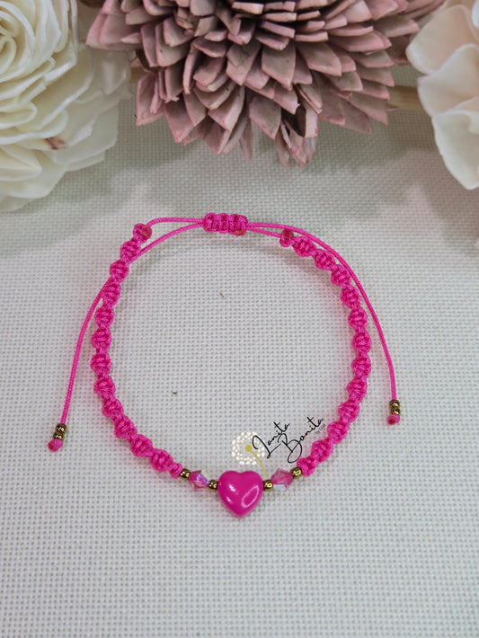 Macrame Enameled Heart Bracelet